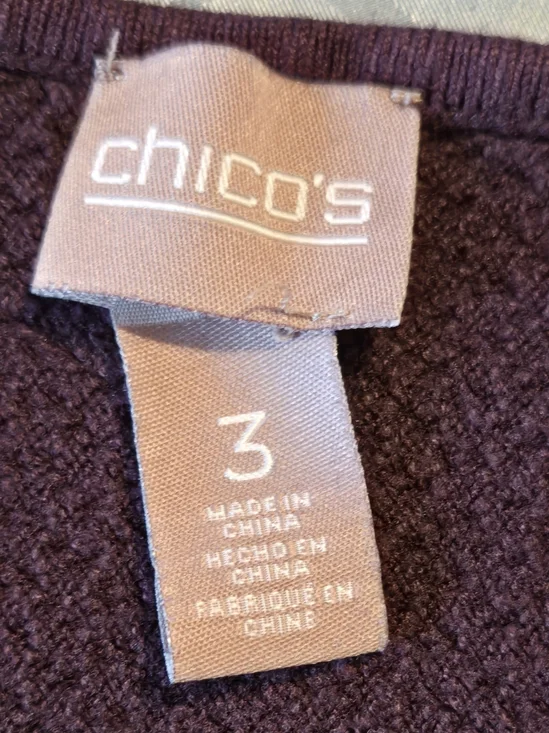 Chico's Plum Purple Layered Hem 3/4 Sleeve Soft Sweater Top Size 3 (XL) i28 - Picture 2 of 6